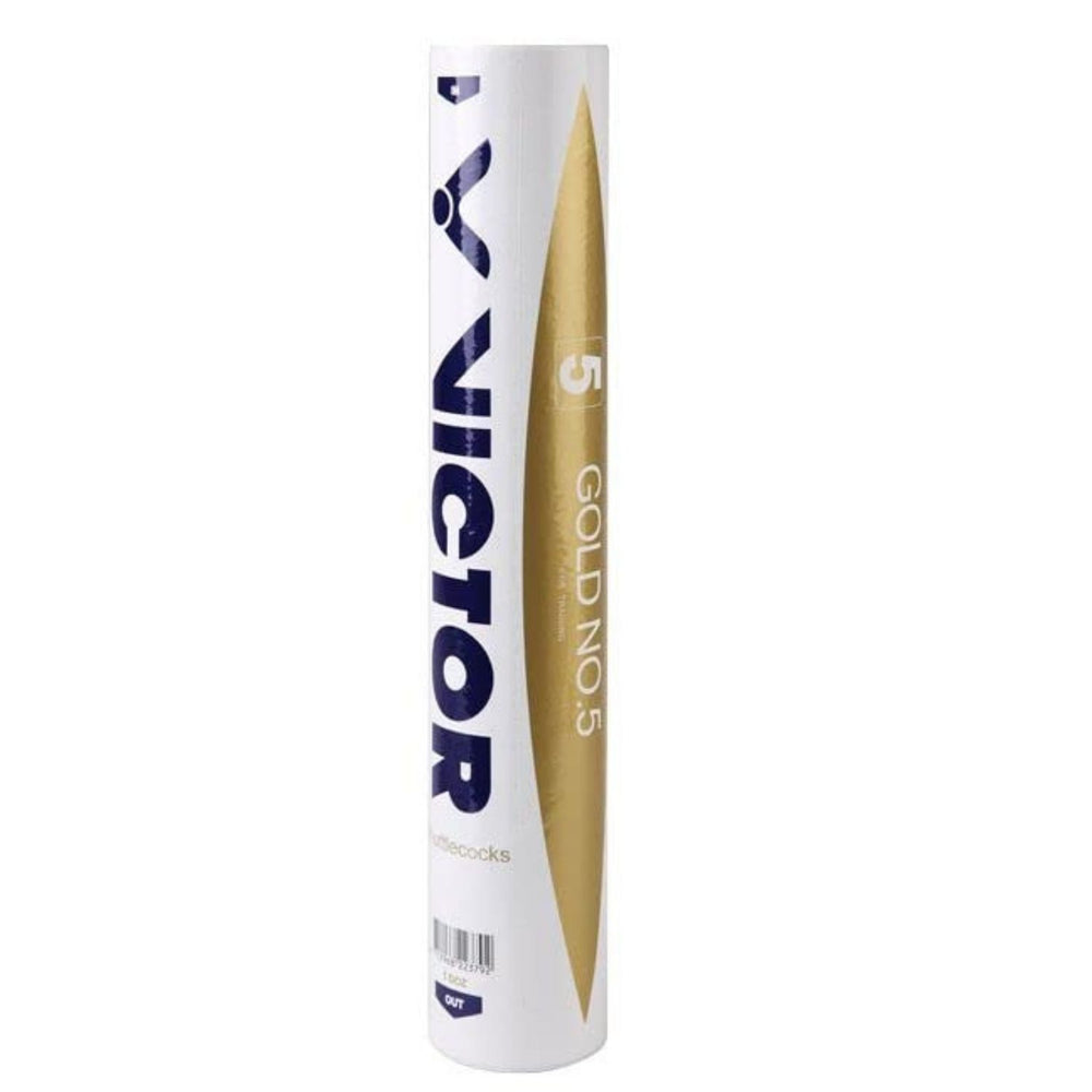 Victor Gold No.5 Feather Shuttlecock – Speed 76, Duck Feather & Composite Cork, Pack of 12 (Practice & Club Use) - Best Price online Prokicksports.com