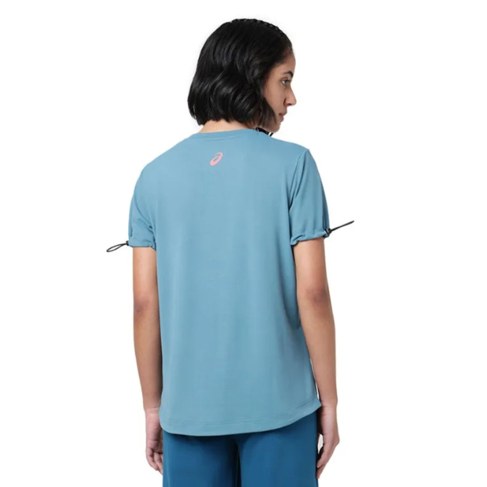 ASICS Drawstring Sleeve SS Top for Women | Round Neck Sports T-Shirt - Best Price online Prokicksports.com