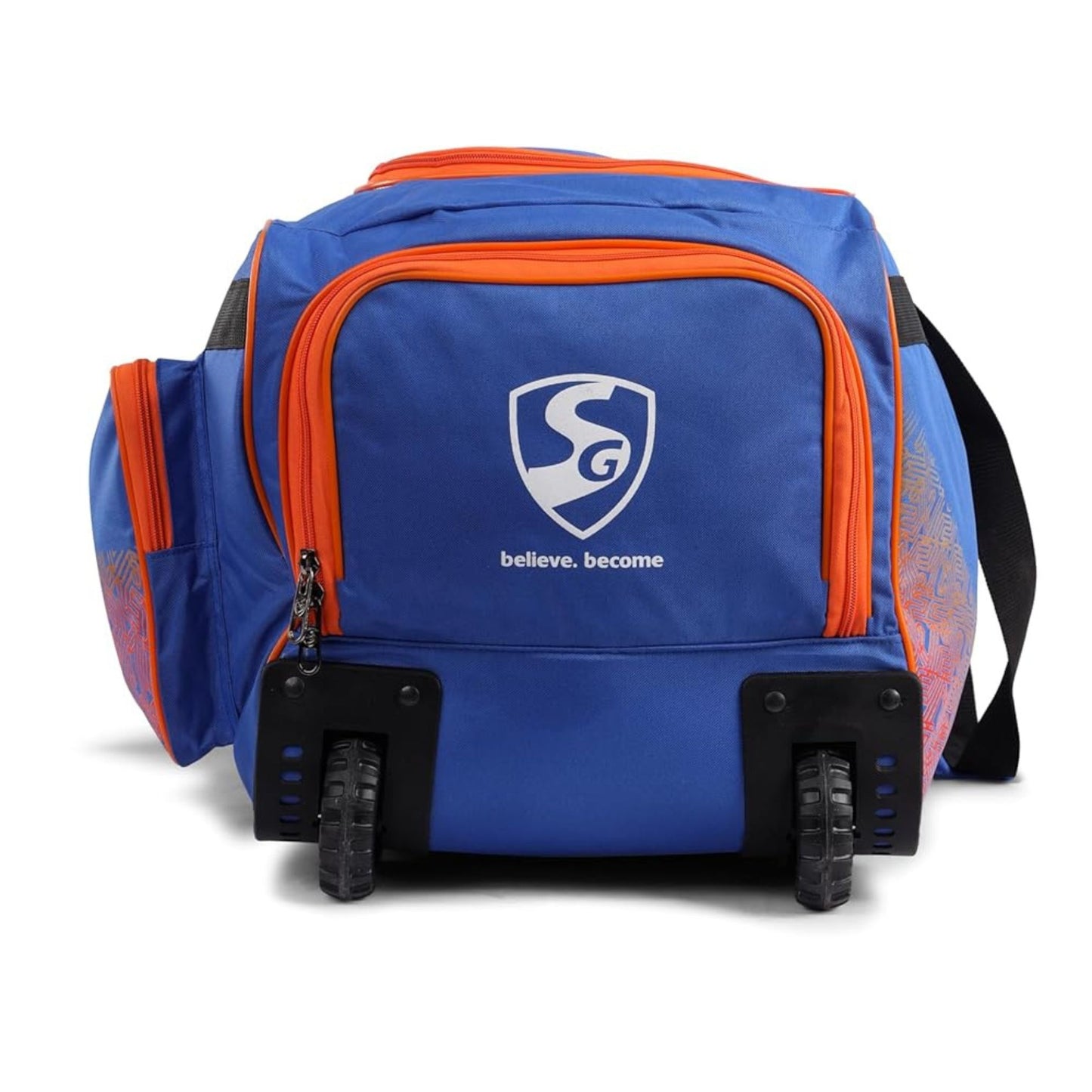 SG X LSG 1.0 Large Duffle Wheelie Cricket Kitbag | Official Lucknow Super Giants Cricket Bag with Wheels – Blue/Orange - Best Price online Prokicksports.com