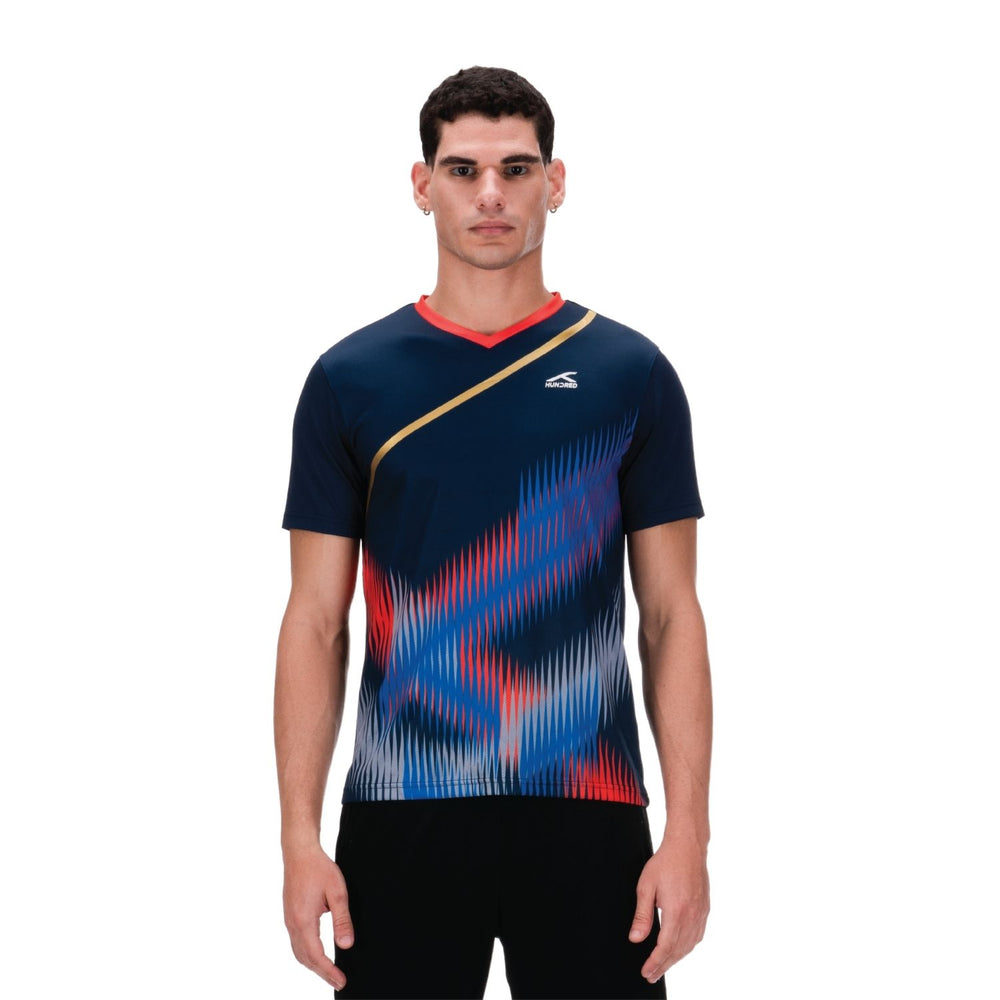 Hundred HBTS-5M266 V-Neck Badminton T-Shirt – Men Quick Dry Lightweight Sports Tee for Badminton, Training & Fitness - Best Price online Prokicksports.com
