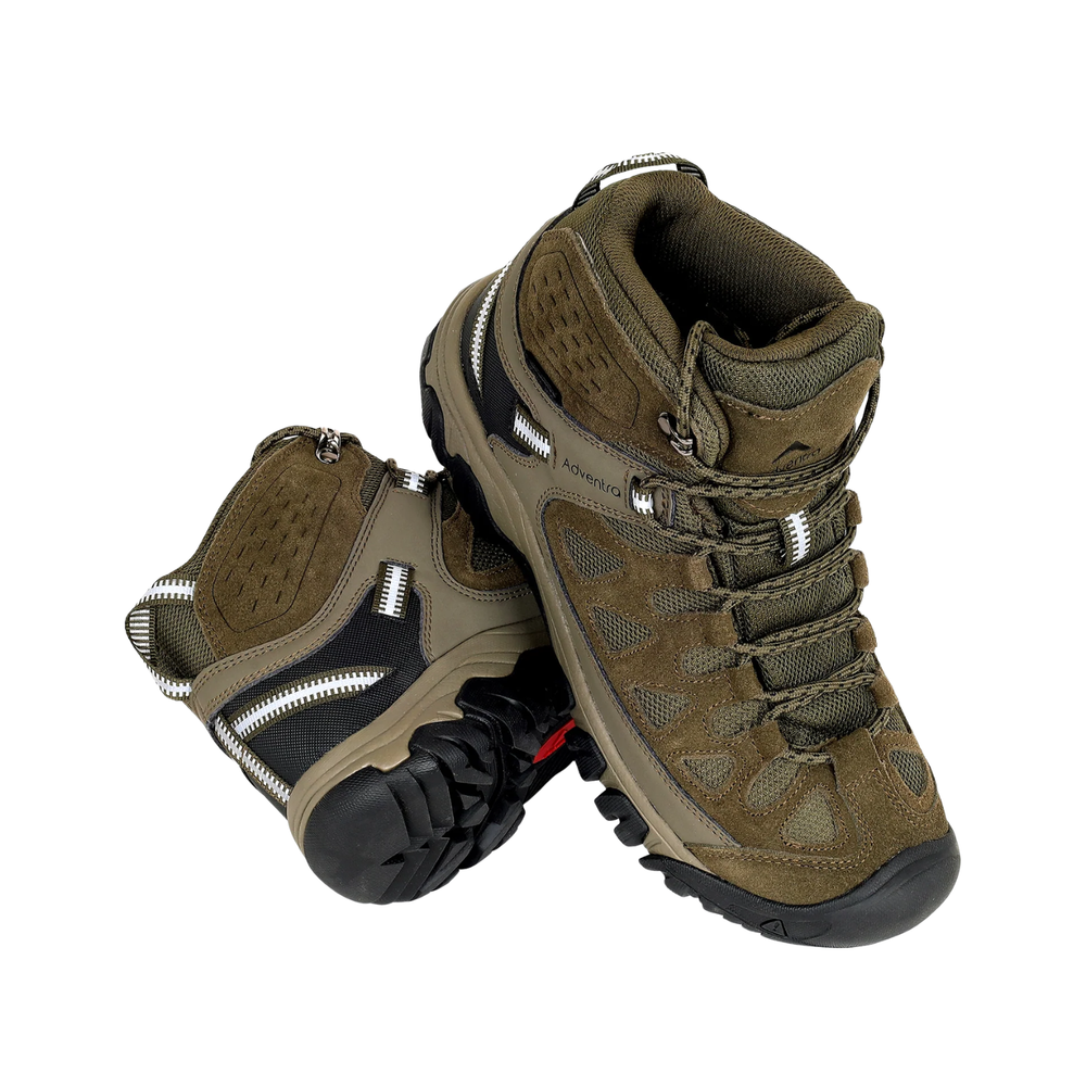 Waterproof Mid Ankle Hiking Shoes with Suede Upper (ET1113) | Synthetic Suede, EVA Cushioned Midsole, Deep-Lug Anti-Skid Outsole, Reflective Tape, All Season