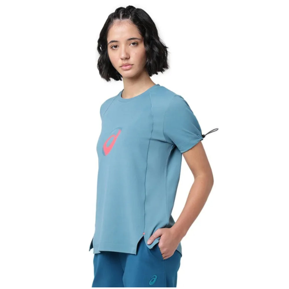 ASICS Drawstring Sleeve SS Top for Women | Round Neck Sports T-Shirt - Best Price online Prokicksports.com
