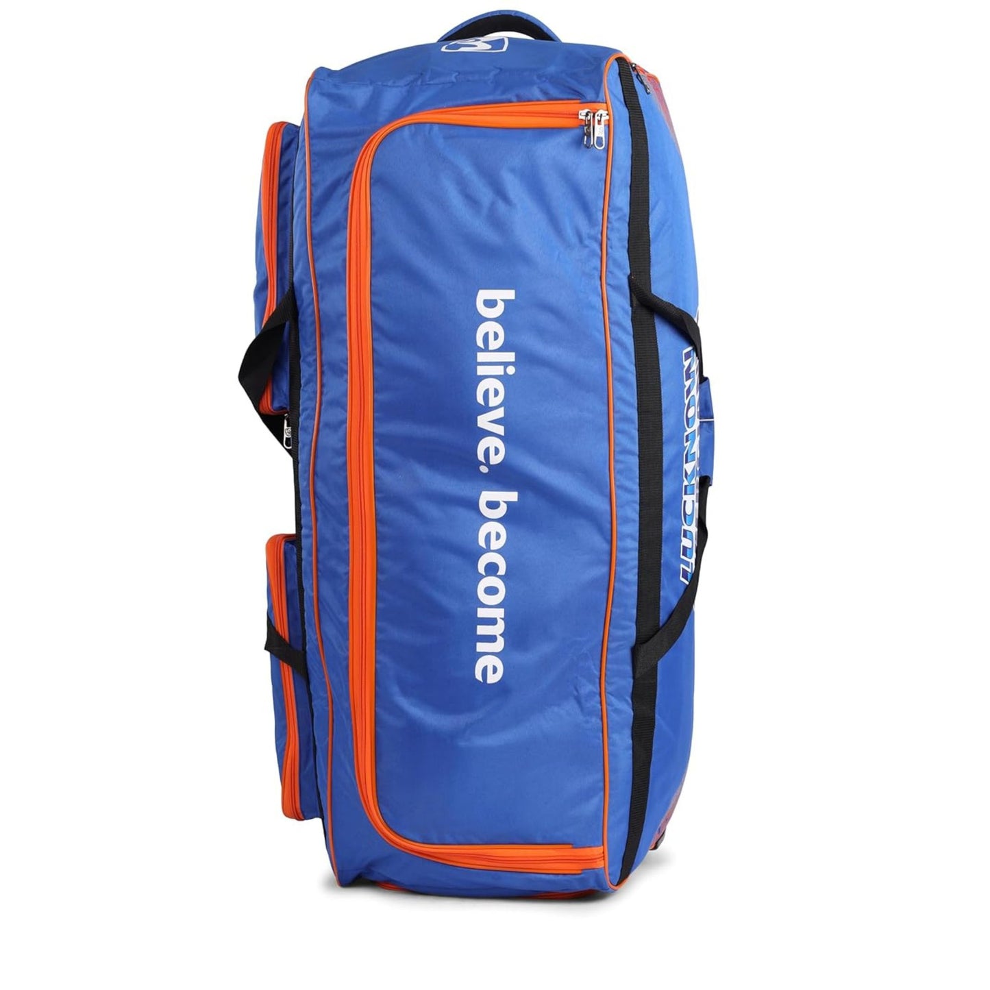SG X LSG 1.0 Large Duffle Wheelie Cricket Kitbag | Official Lucknow Super Giants Cricket Bag with Wheels – Blue/Orange - Best Price online Prokicksports.com