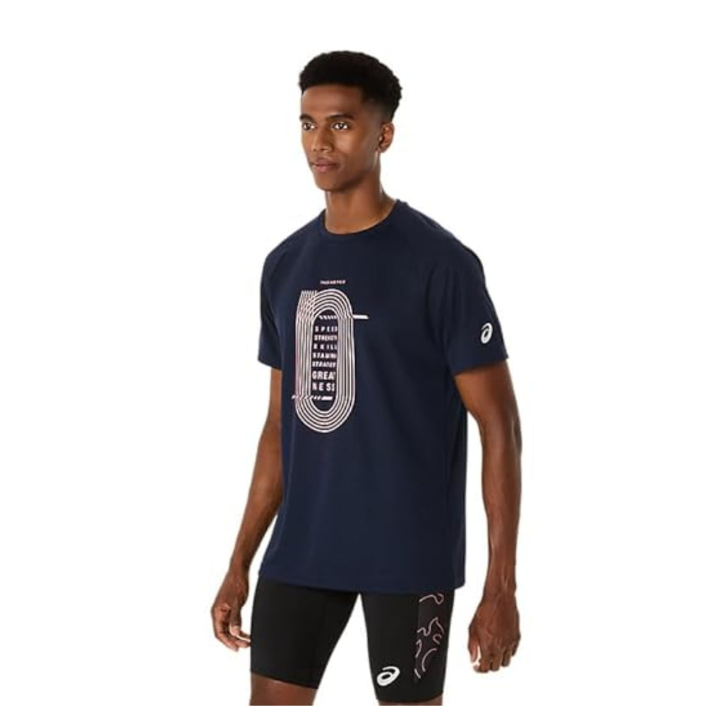 ASICS Track Graphic Short Sleeve Top & Armsleeves for Men | Breathable Training Tee with Arm Support - Best Price online Prokicksports.com