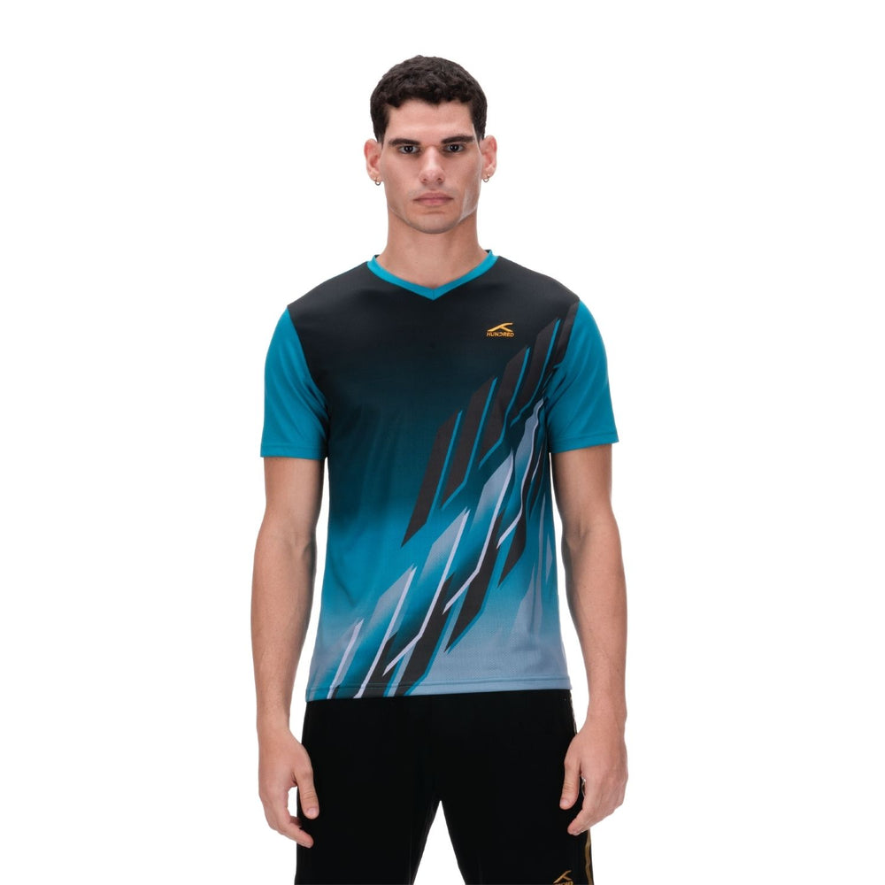 Hundred HBTS-5M268 V-Neck Badminton T-Shirt – Men Quick Dry Lightweight Sports Tee for Badminton, Gym & Training - Best Price online Prokicksports.com