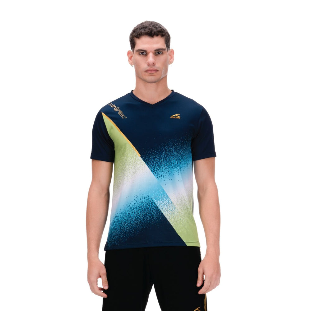 Hundred HBTS-5M265 V-Neck Badminton T-Shirt – Men Lightweight Quick Dry Sports Tee for Badminton, Training & Fitness - Best Price online Prokicksports.com