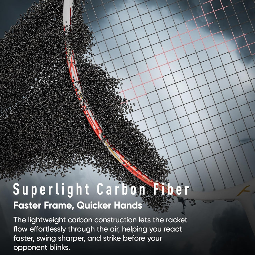 Hundred Flareon Typhoon Strung Badminton Racquet | Superlight Carbon Fibre Frame with CNTRL Foam Technology | Speed & Control Series - Best Price online Prokicksports.com