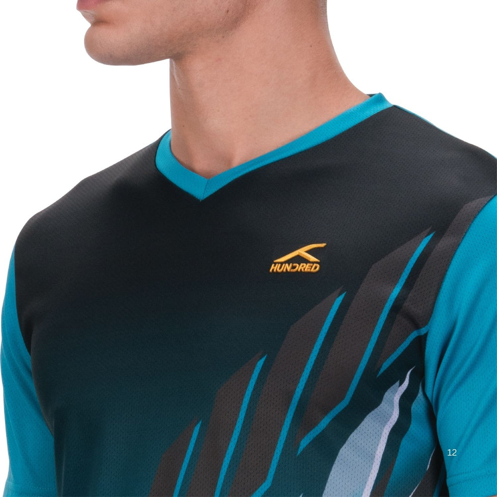 Hundred HBTS-5M268 V-Neck Badminton T-Shirt – Men Quick Dry Lightweight Sports Tee for Badminton, Gym & Training - Best Price online Prokicksports.com