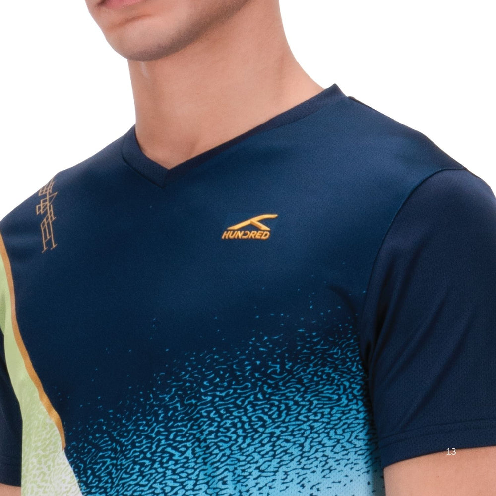 Hundred HBTS-5M265 V-Neck Badminton T-Shirt – Men Lightweight Quick Dry Sports Tee for Badminton, Training & Fitness - Best Price online Prokicksports.com