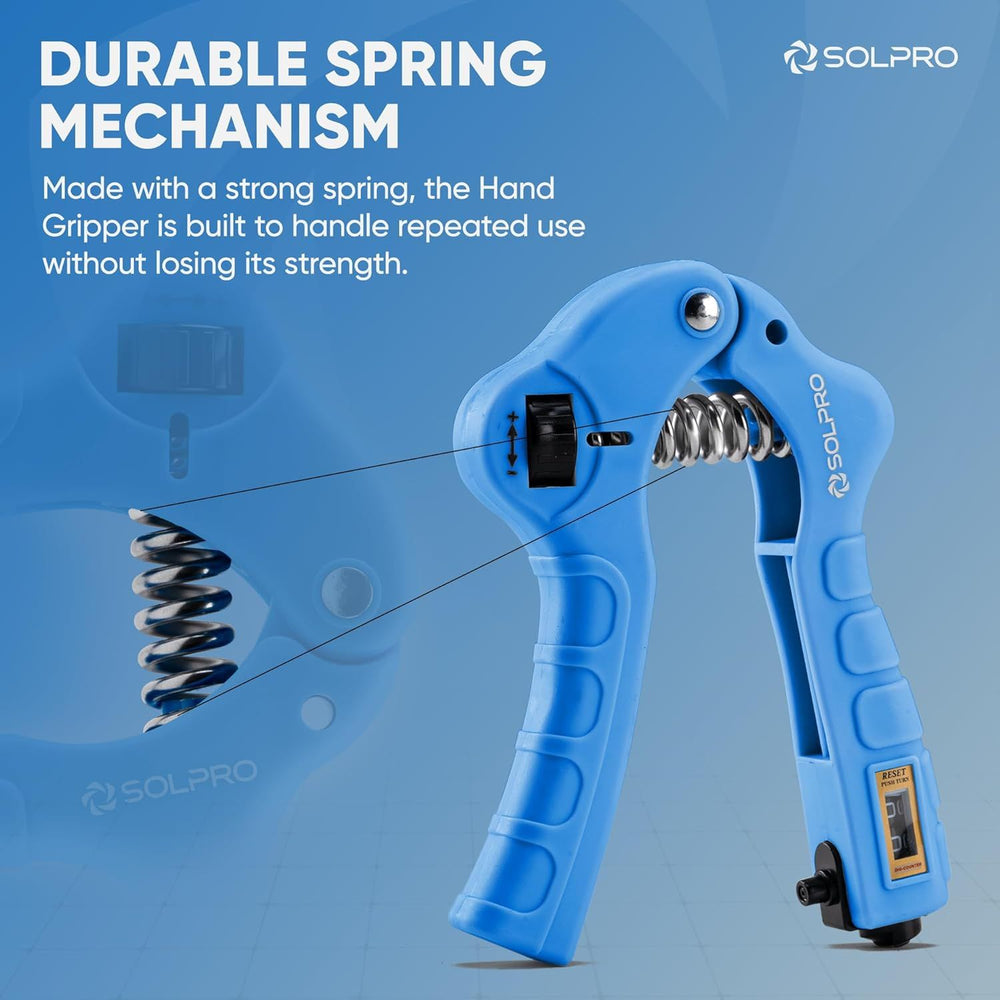 Solpro SHX-052 Grippax Adjustable Hand Grip Strengthener – 5-60kg Resistance, Mechanical Counter, Forearm, Wrist & Finger Exerciser for Men & Women, Home/Gym/Rehab Workouts - Best Price online Prokicksports.com