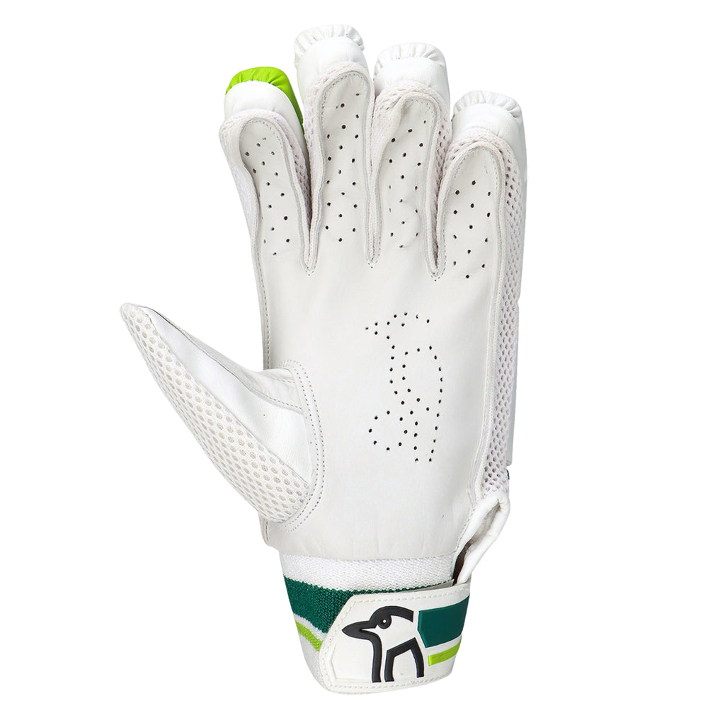 Kookaburra Kahuna Pro 5.0 Batting Gloves – Left Hand | Advanced Protection with Soft Feel | White/Green - Best Price online Prokicksports.com