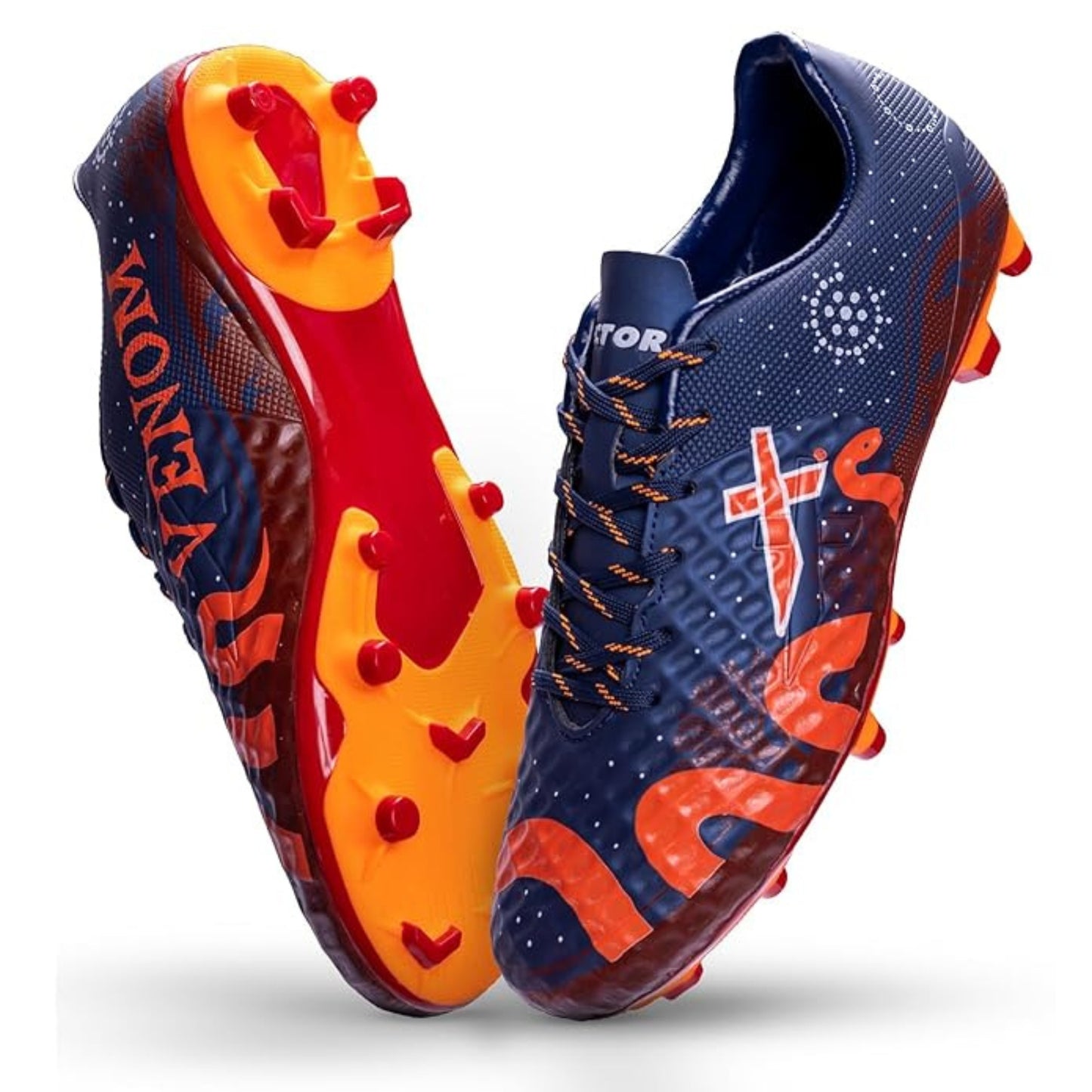 Vector X Venom Football Studs/Shoe, Navy/Maroon/Orange - Best Price online Prokicksports.com