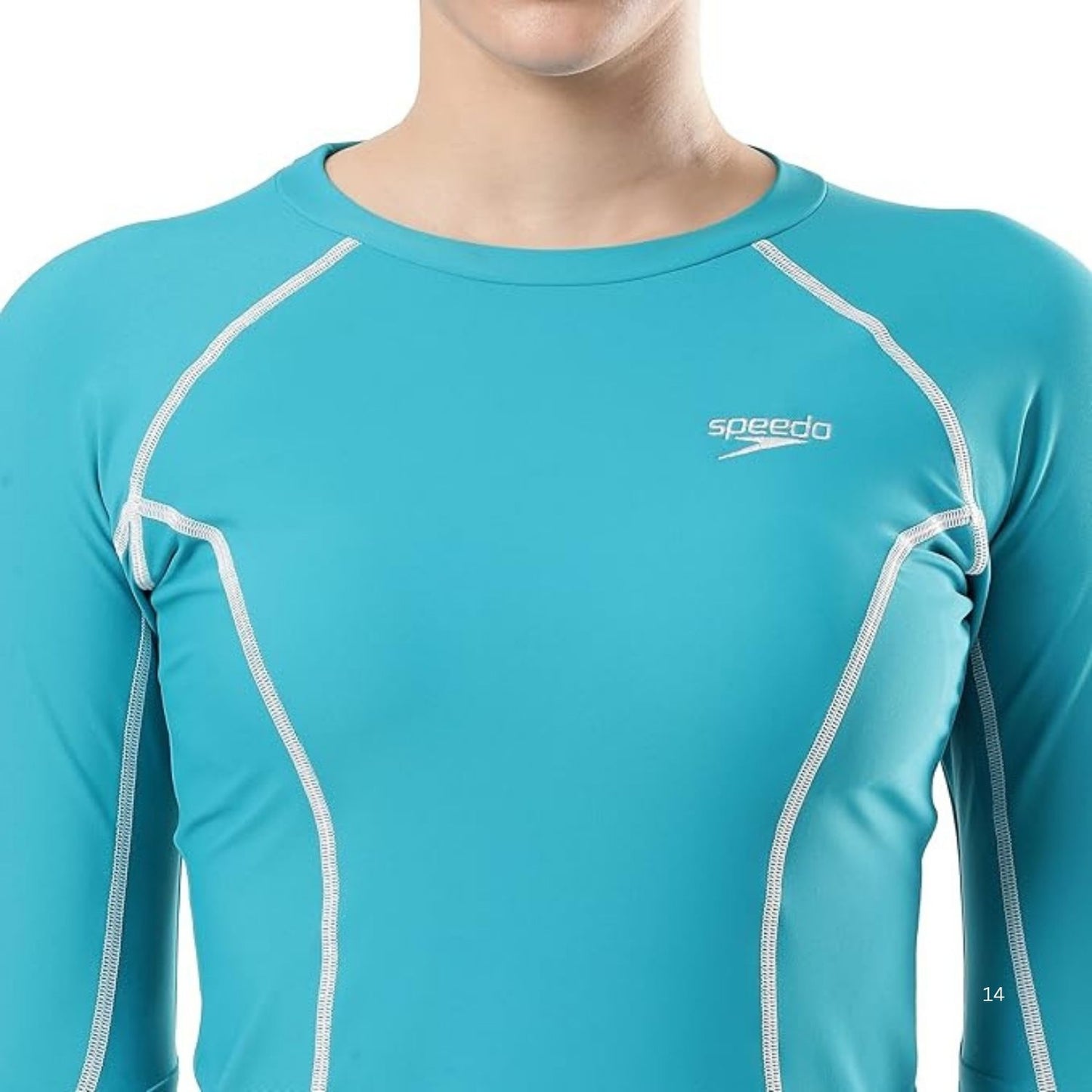 Speedo Women’s Long Sleeve Suntop – Solid Design | UPF 40+ UV Protection, Endurance®10 Chlorine-Resistant Fabric & Crew Neck - Best Price online Prokicksports.com