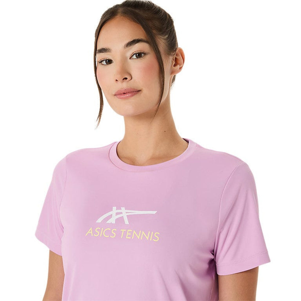 ASICS Women Court Tennis Graphic Tee | Lightweight Breathable Polyester T-Shirt with Moisture-Wicking Comfort & Tennis-Inspired Graphic Design - Best Price online Prokicksports.com