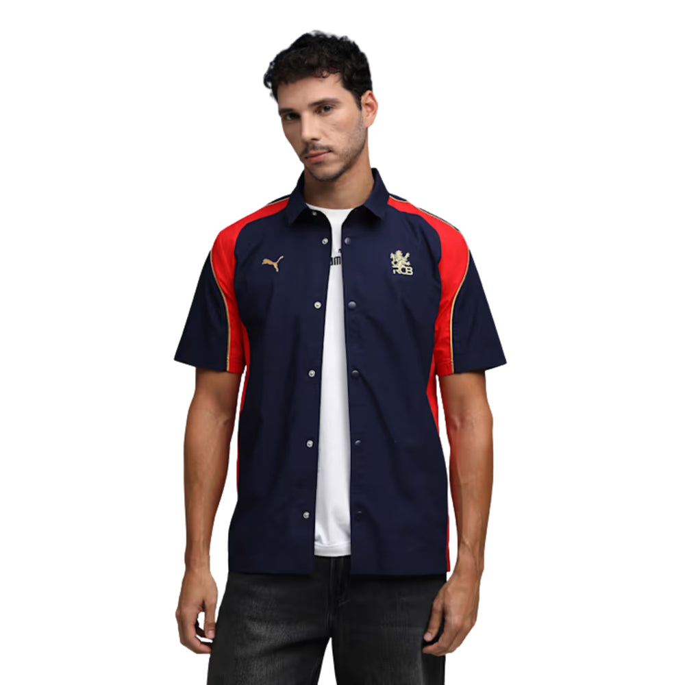 PUMA x RCB Woven Polo T-Shirt for Men | Premium Woven Fabric with Classic Collar, Button Placket & Official RCB Branding for Smart Casual Style - Best Price online Prokicksports.com