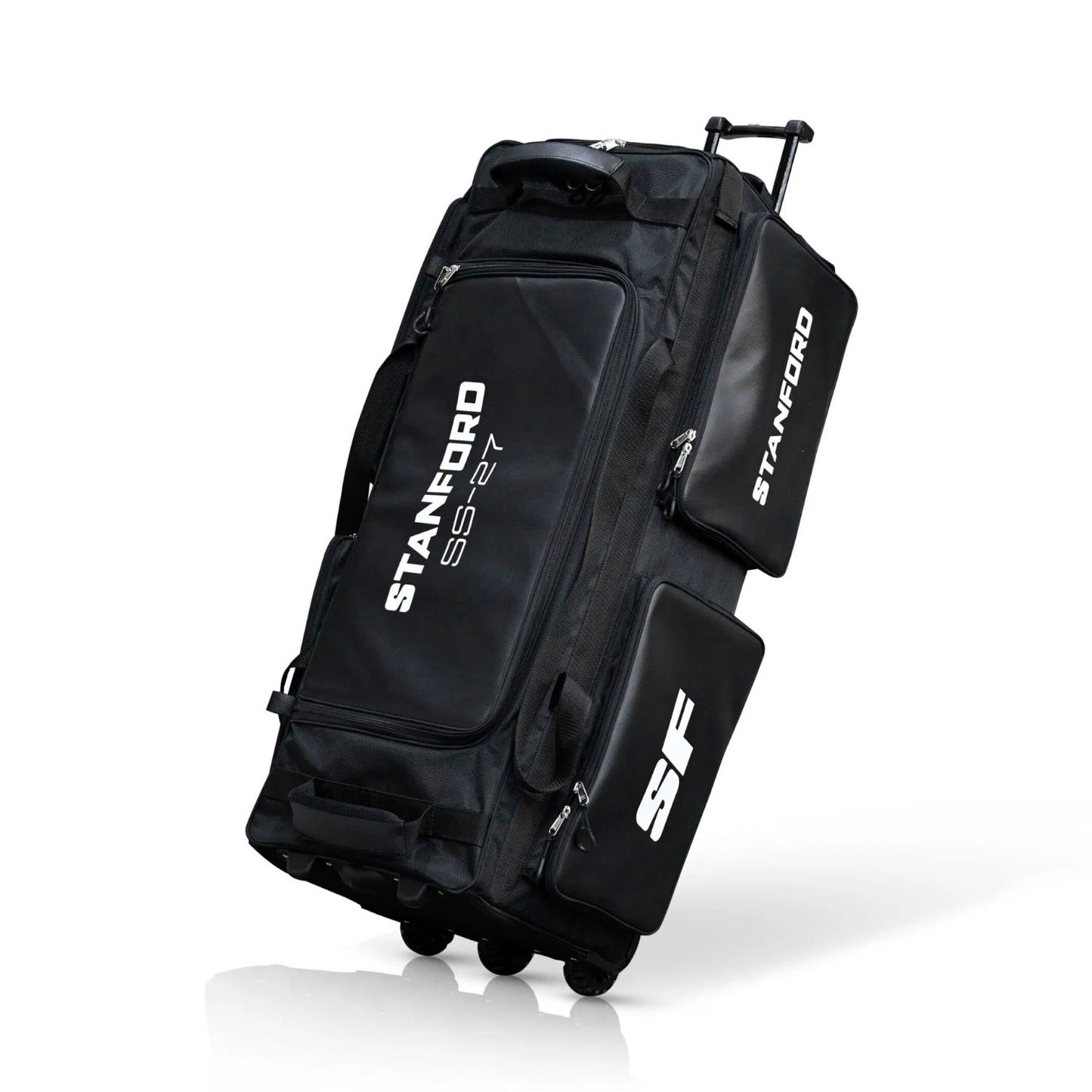 SF SS-27 Cricket Kit Bag Wheelie with Trolley - Black | Spacious Wheeled Cricket Duffle Bag | Premium Durable Kit Storage for Professional & Club Cricketers - Best Price online Prokicksports.com