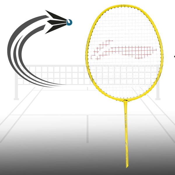 Li-Ning G-TEK 68 GX Strung Graphite Badminton Racquet with Full Cover, Lightweight High-Tension Racket for Power and Control – Yellow
