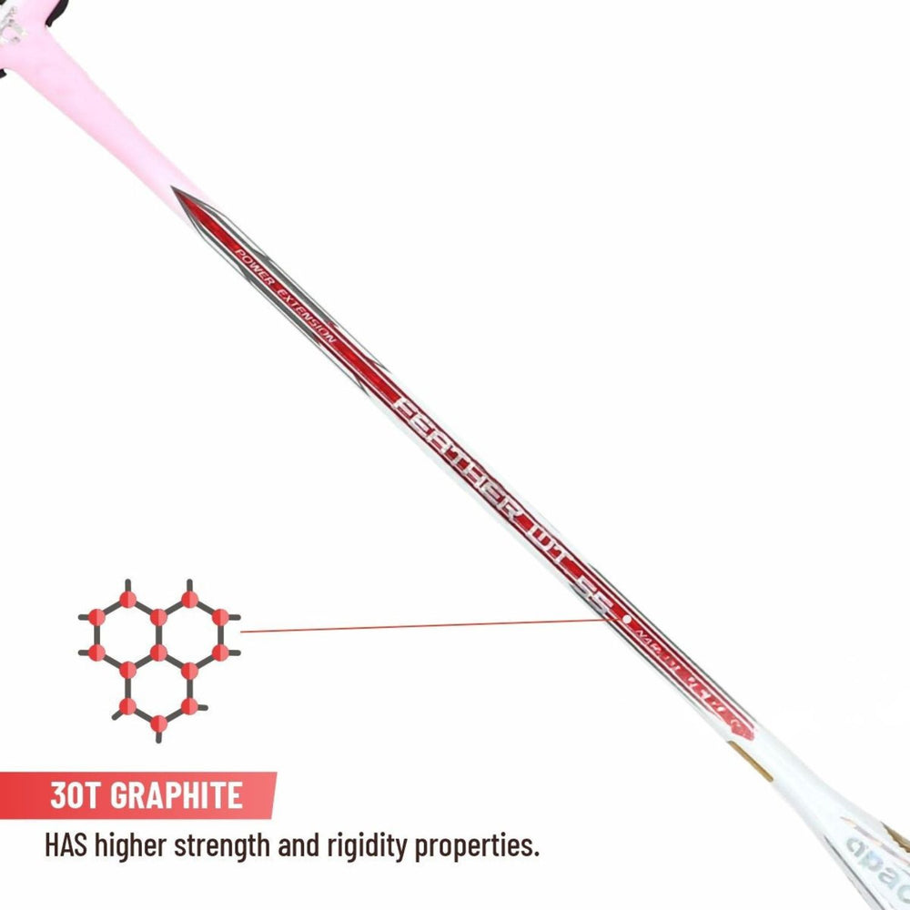 Apacs Feather Weight 55 Unstrung Badminton Racquet | Ultra-Light 58g Frame | High Modulus Graphite | Powerful Smash Control | Advanced Speed Racquet