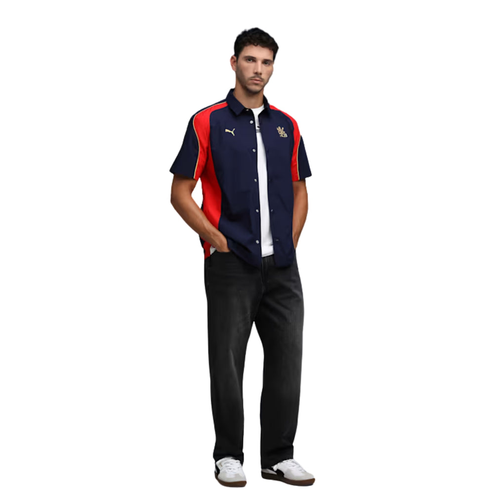 PUMA x RCB Woven Polo T-Shirt for Men | Premium Woven Fabric with Classic Collar, Button Placket & Official RCB Branding for Smart Casual Style - Best Price online Prokicksports.com