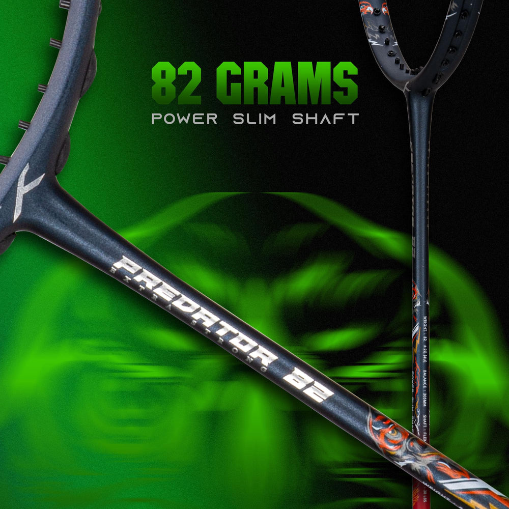 Hundred Predator Extra Strong Japan Made Graphite Unstrung Badminton Racket (38 lbs Max Tension) | Flexible Shaft Attacking Racquet with Full Cover - Best Price online Prokicksports.com