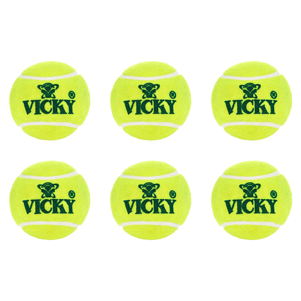 Vicky Yellow Light Multipurpose Tennis & Cricket Ball (Pack of 6)