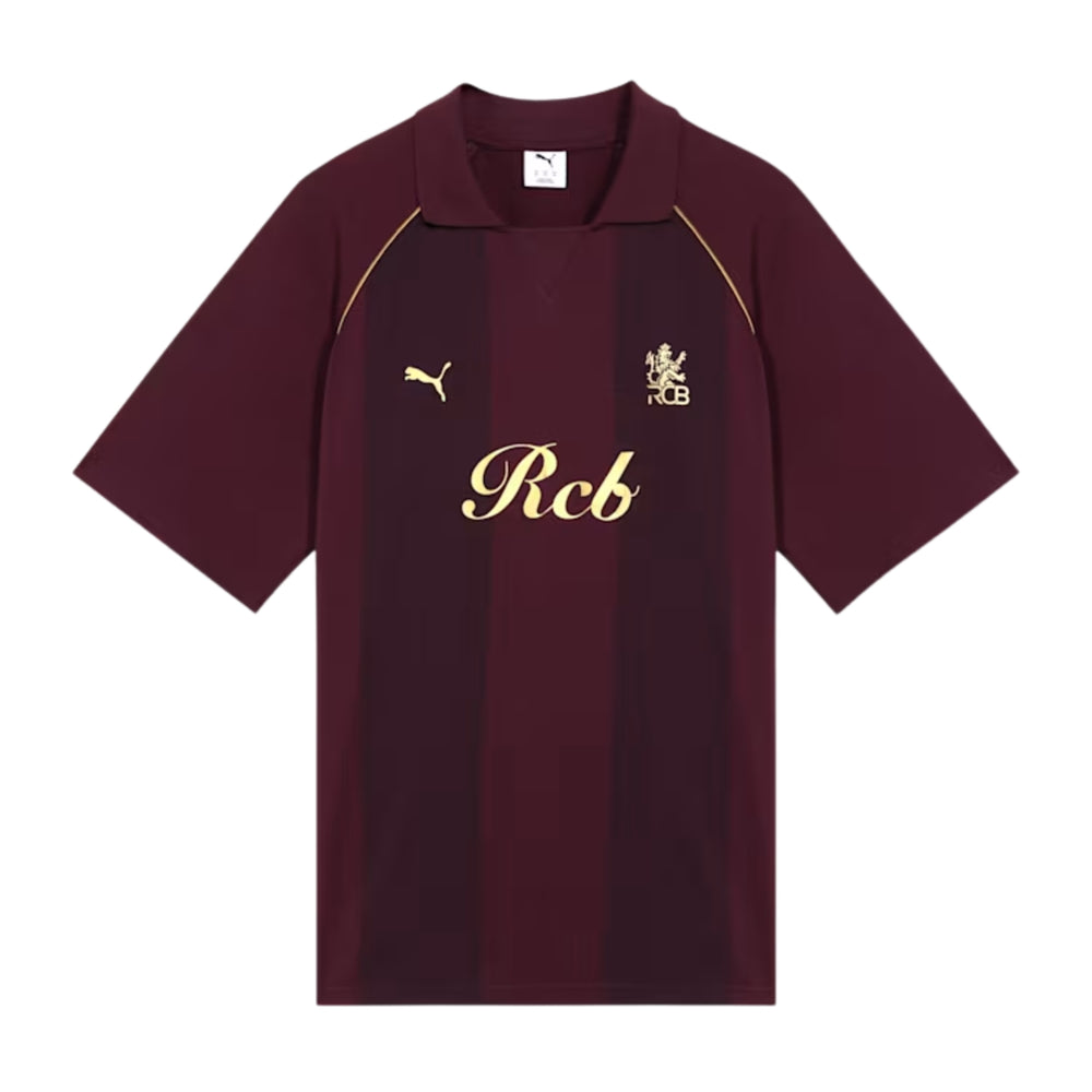 PUMA x RCB Striper Polo II Polo T-Shirt for Men | Classic Collar with Button Placket, Knitted Fabric & Official RCB Branding - Best Price online Prokicksports.com