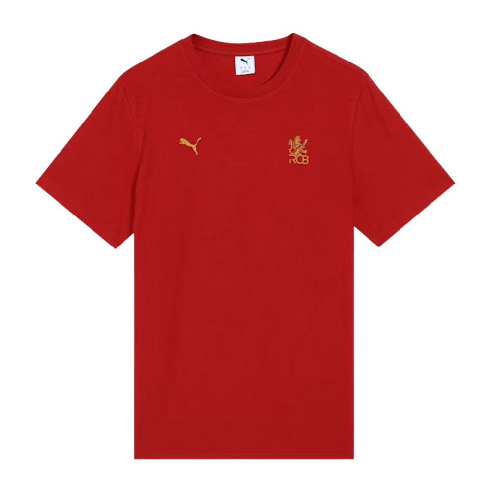 PUMA x RCB Jacquard Tee Round Neck T-Shirt for Men | Premium Jacquard Fabric with dryCELL Technology, Official RCB Branding & Regular Fit - Best Price online Prokicksports.com