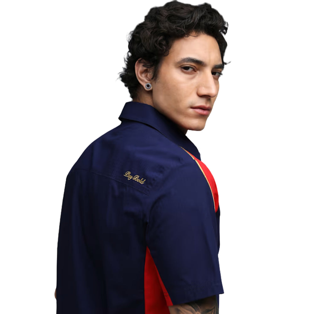 PUMA x RCB Woven Polo T-Shirt for Men | Premium Woven Fabric with Classic Collar, Button Placket & Official RCB Branding for Smart Casual Style - Best Price online Prokicksports.com