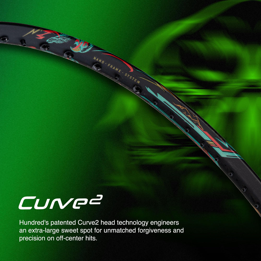 Hundred Predator Extra Strong Japan Made Graphite Unstrung Badminton Racket (38 lbs Max Tension) | Flexible Shaft Attacking Racquet with Full Cover - Best Price online Prokicksports.com