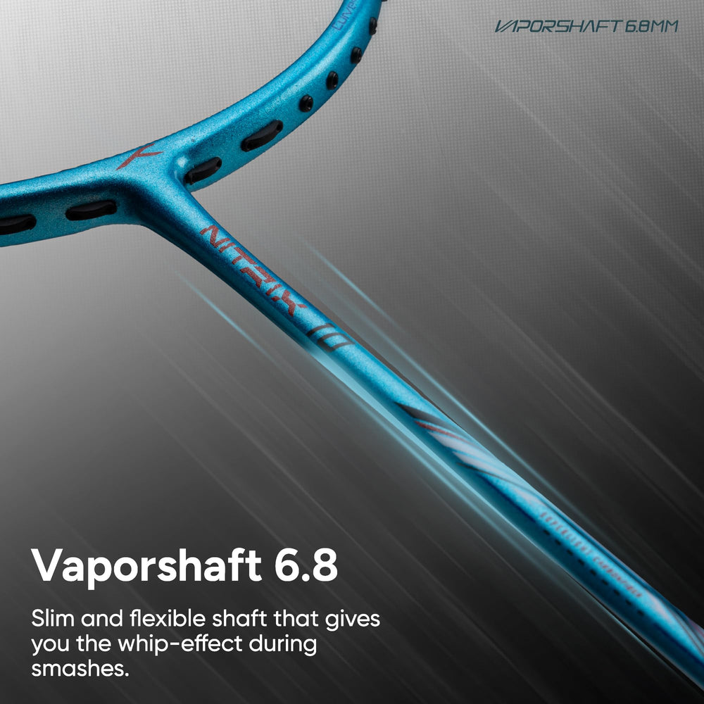 Hundred Nitrix 10 Badminton Racket (Strung) | Head-Heavy Carbon Fiber Attacking Racquet with Full Cover | Max Tension 30 lbs - Best Price online Prokicksports.com