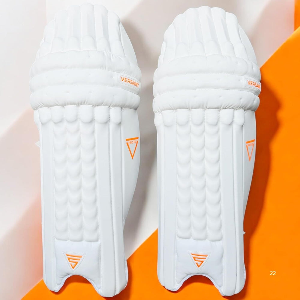 Versant Pro DG Right Hand Batting Legguards –White (Molded High-Density Foam with Reinforced Knee Caps) - Best Price online Prokicksports.com