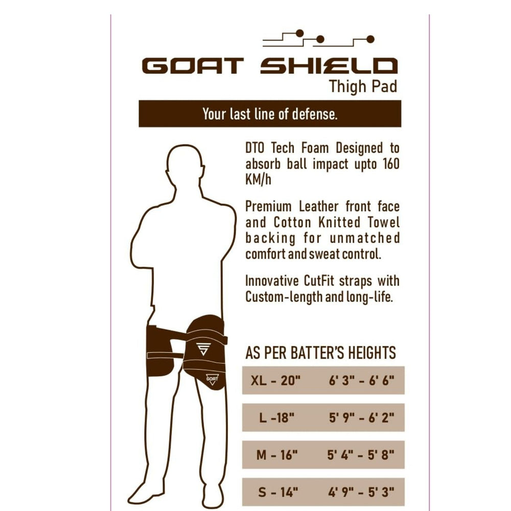 Versant GOAT Shield Right Hand Thigh Pad – White Medium (DTO Tech Foam Impact Protection with Premium Leather) - Best Price online Prokicksports.com