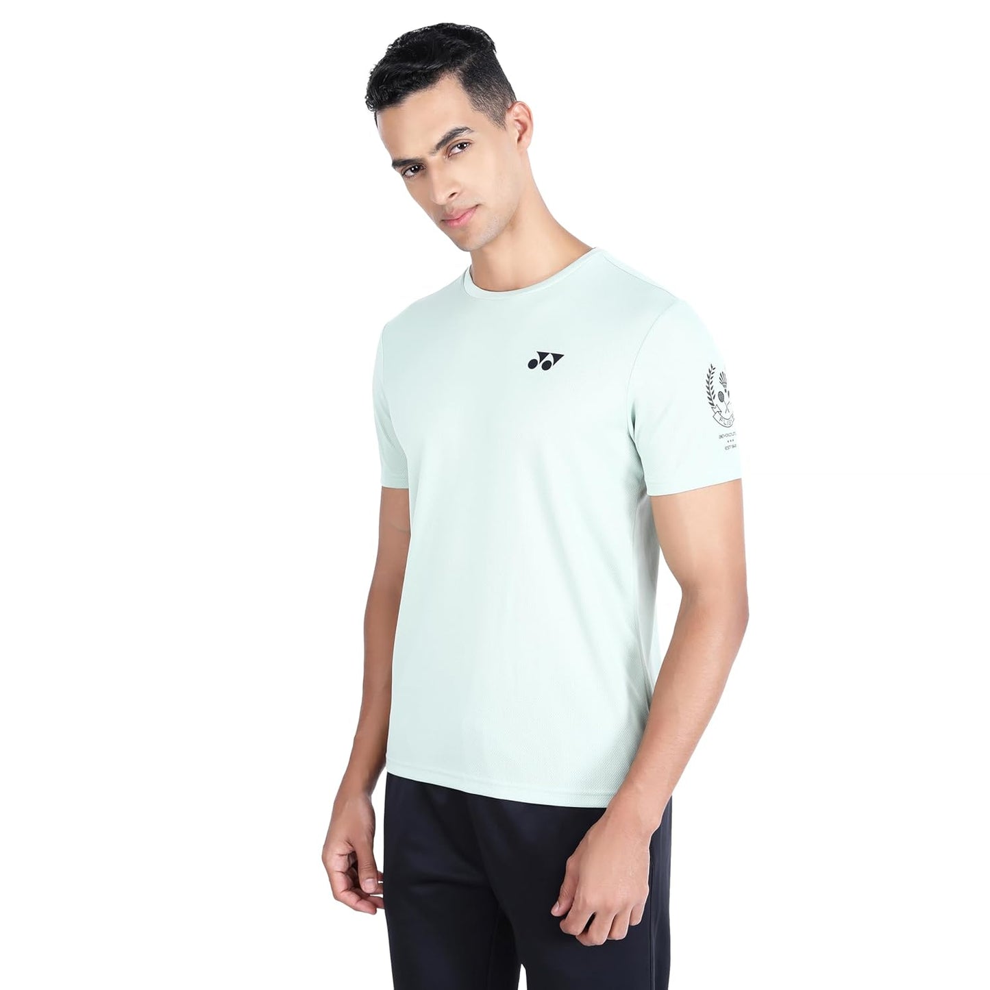 Yonex 2620 Easy3 Men’s Round Neck T‑Shirt – Tru‑Dry Quick‑Dry Polyester Bird‑Eye Mesh 130 GSM Lightweight Breathable Tee for Badminton and Tennis - Best Price online Prokicksports.com