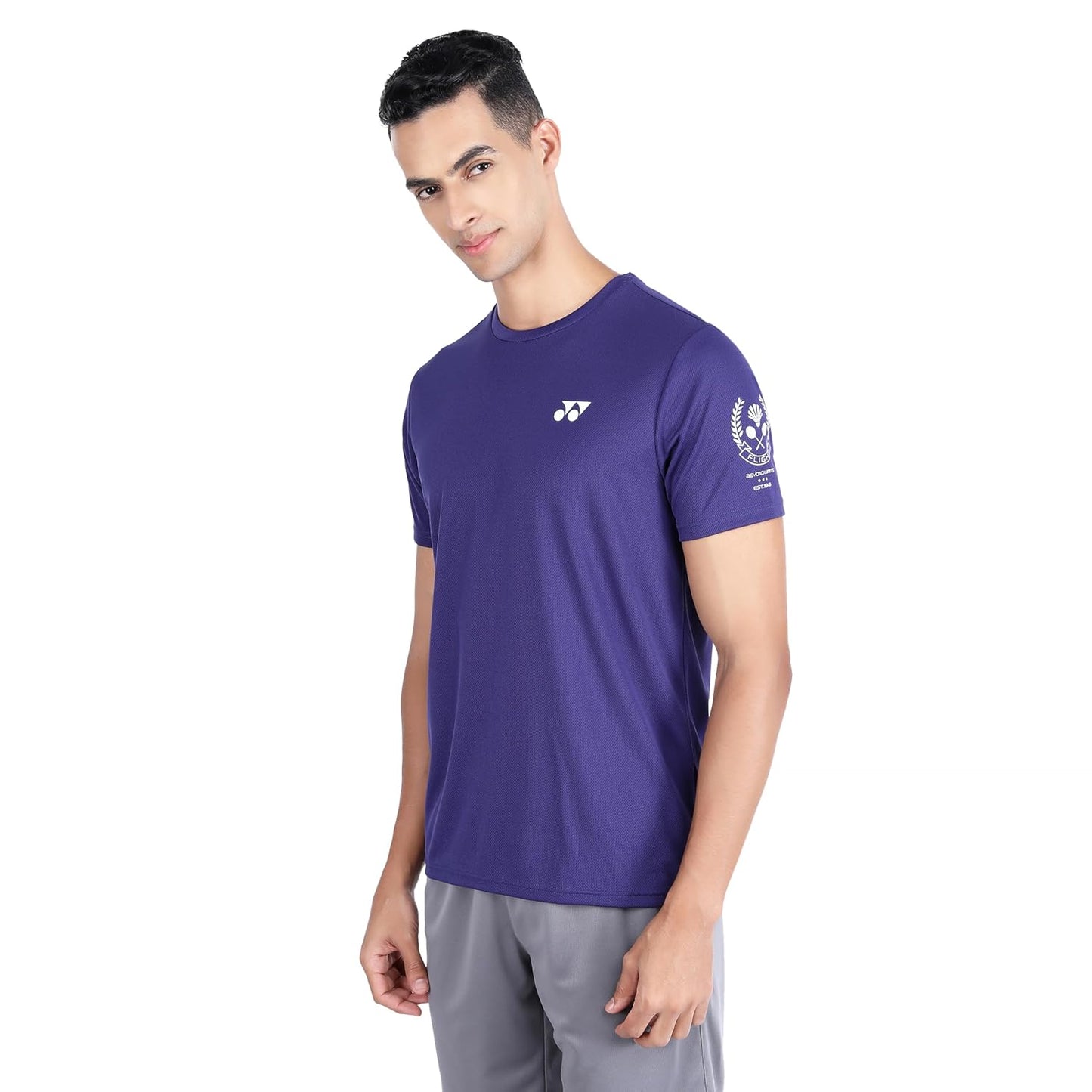 Yonex 2620 Easy3 Men’s Round Neck T‑Shirt – Tru‑Dry Quick‑Dry Polyester Bird‑Eye Mesh 130 GSM Lightweight Breathable Tee for Badminton and Tennis - Best Price online Prokicksports.com