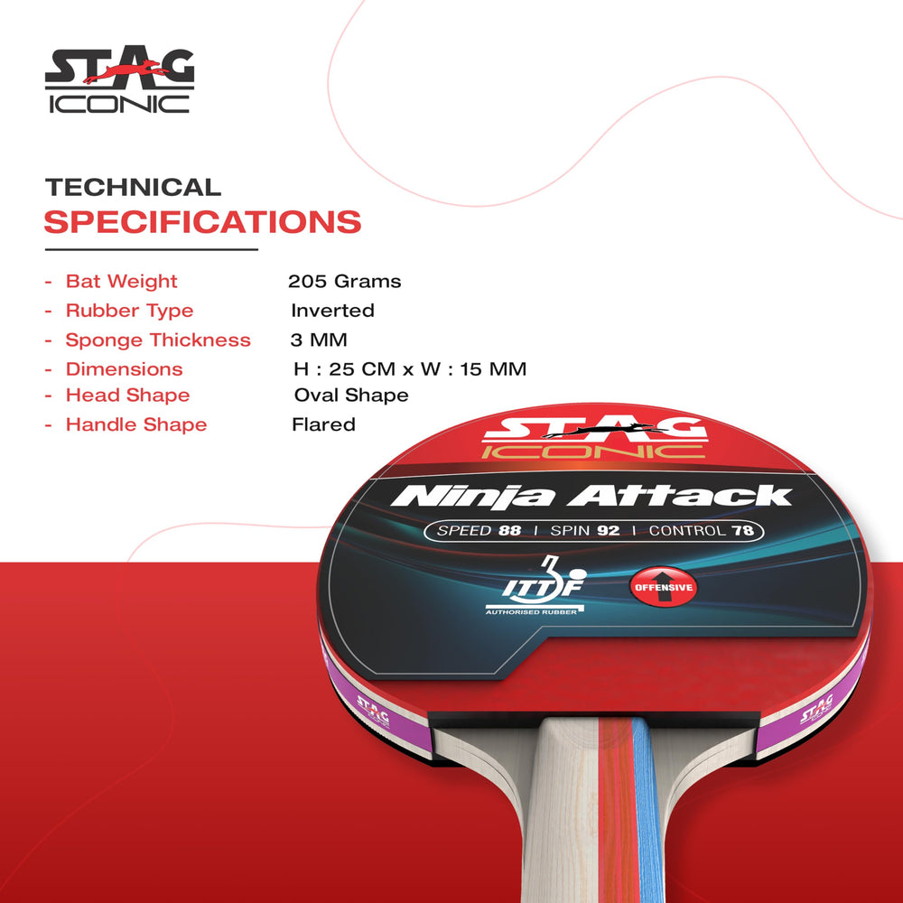 Stag Iconic Ninja Attack Advanced Series Table Tennis Racket
