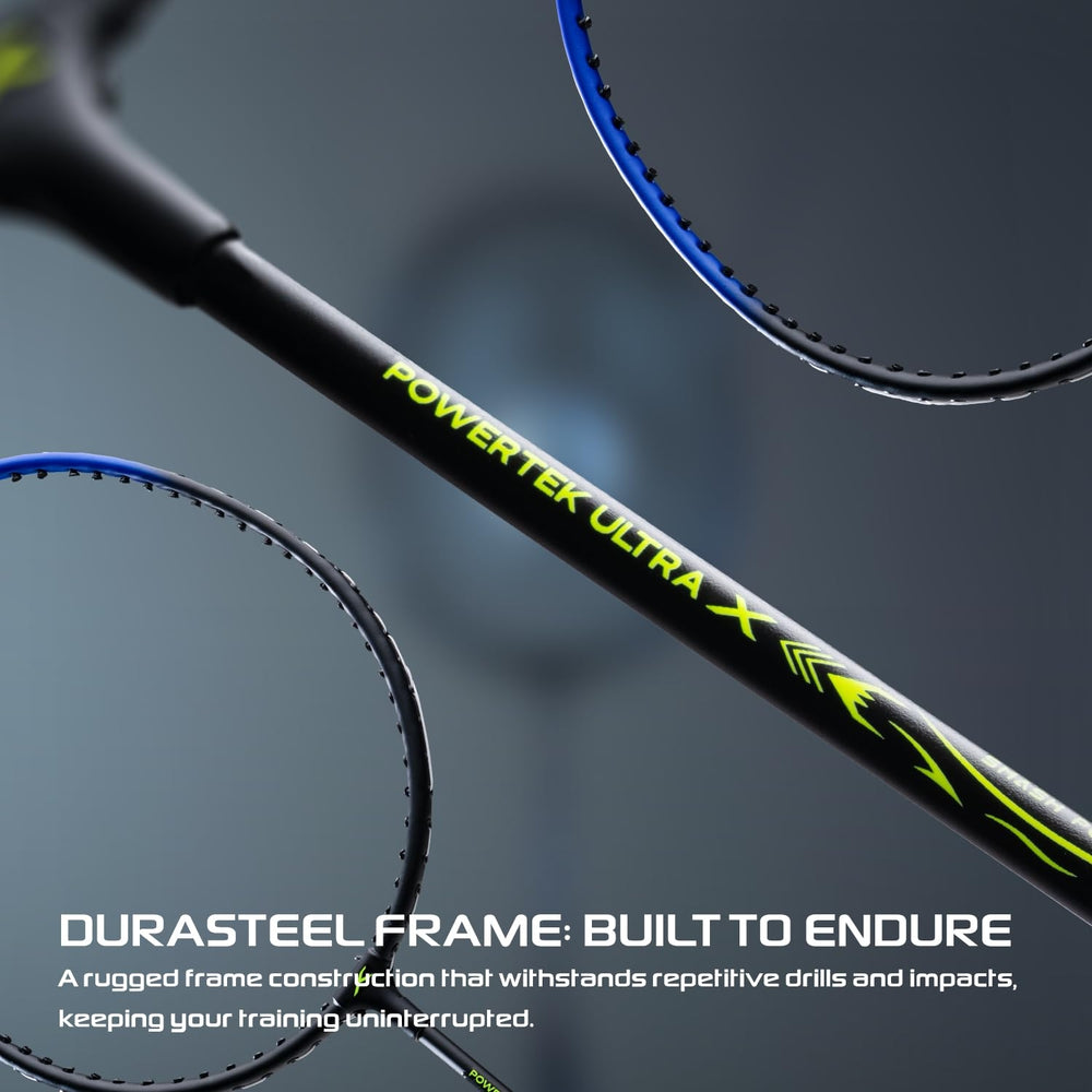 Hundred Powertek Ultra X Strung Badminton Set (2 Racquets) | Lightweight Aluminium Frame with Head-Heavy Balance, Full Cover | Beginner Friendly Combo Kit