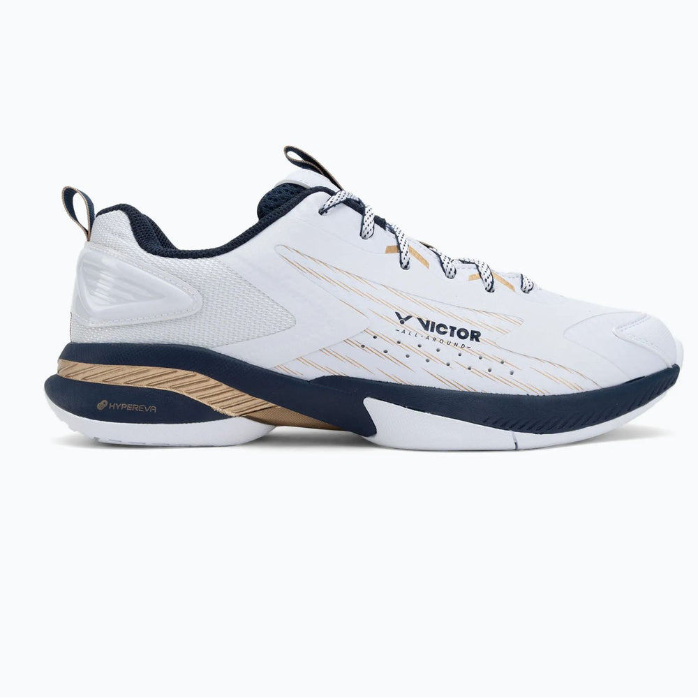 Victor A970TD-IN-AX Badminton Shoes – Bright White/Light Gold | Lightweight & High-Grip Court Performance - Best Price online Prokicksports.com