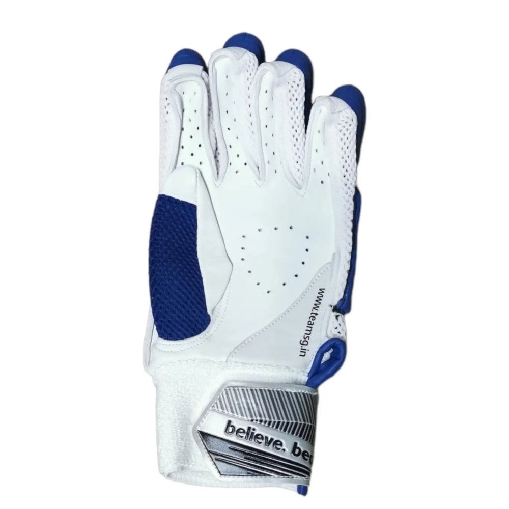 SG TEST Left Hand Batting Gloves – Youth Size, Premium Leather Palm, TPU Finger Protection, Breathable Mesh Back, Blue - Best Price online Prokicksports.com