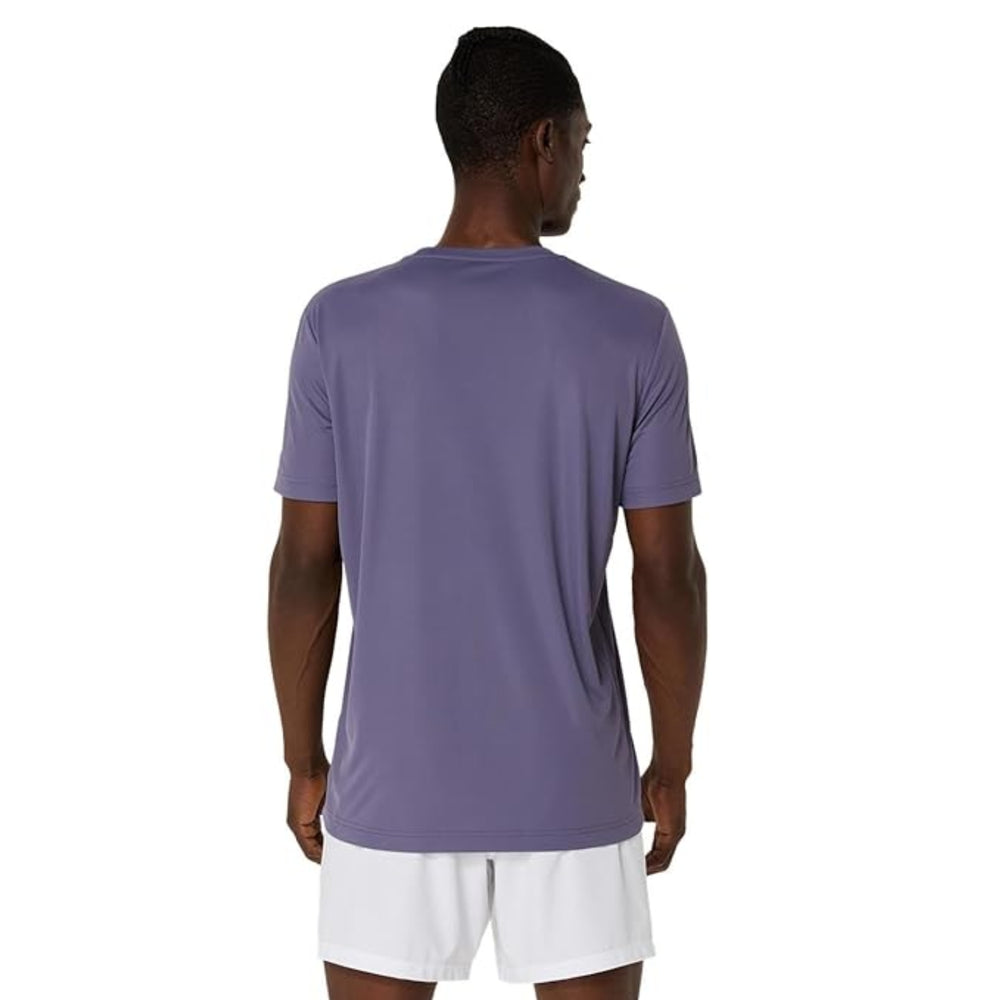ASICS Men Court Graphic Tee Roundneck T-Shirt – Greyish Purple/Nova Orange | Breathable Sports Graphic Tee - Best Price online Prokicksports.com