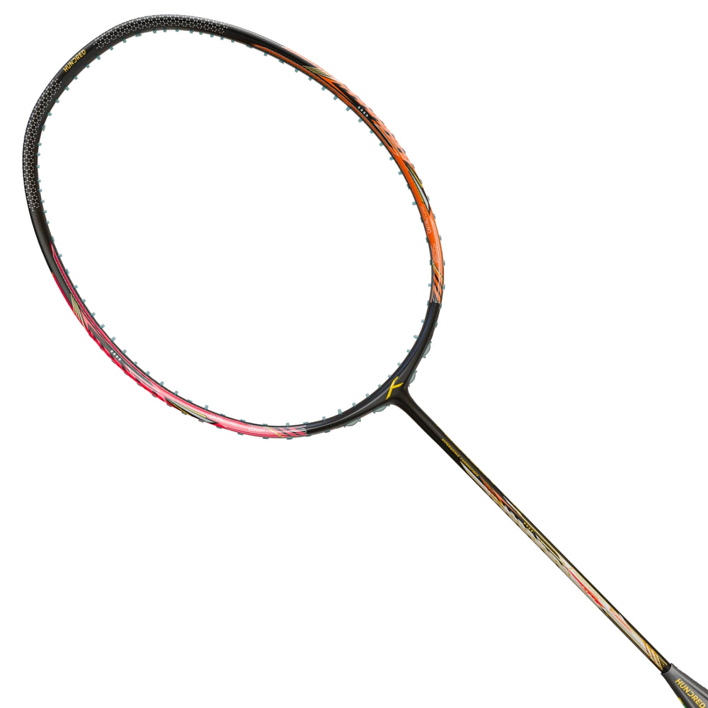 HUNDRED Flareon 700 Unstrung Badminton Racquet, Black/Orange/Pink (3U & 4U) | Hyperweave Carbon Fibre Frame with CNTRL Foam | Speed & All-Round Control - Best Price online Prokicksports.com