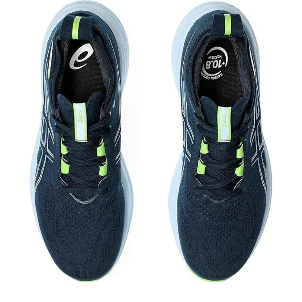 ASICS GEL-NIMBUS 26 Running Shoes for Men | Maximum Cushioning | PureGEL Technology | French Blue/Electric Lime | Plush Comfort for Long Runs - Best Price online Prokicksports.com