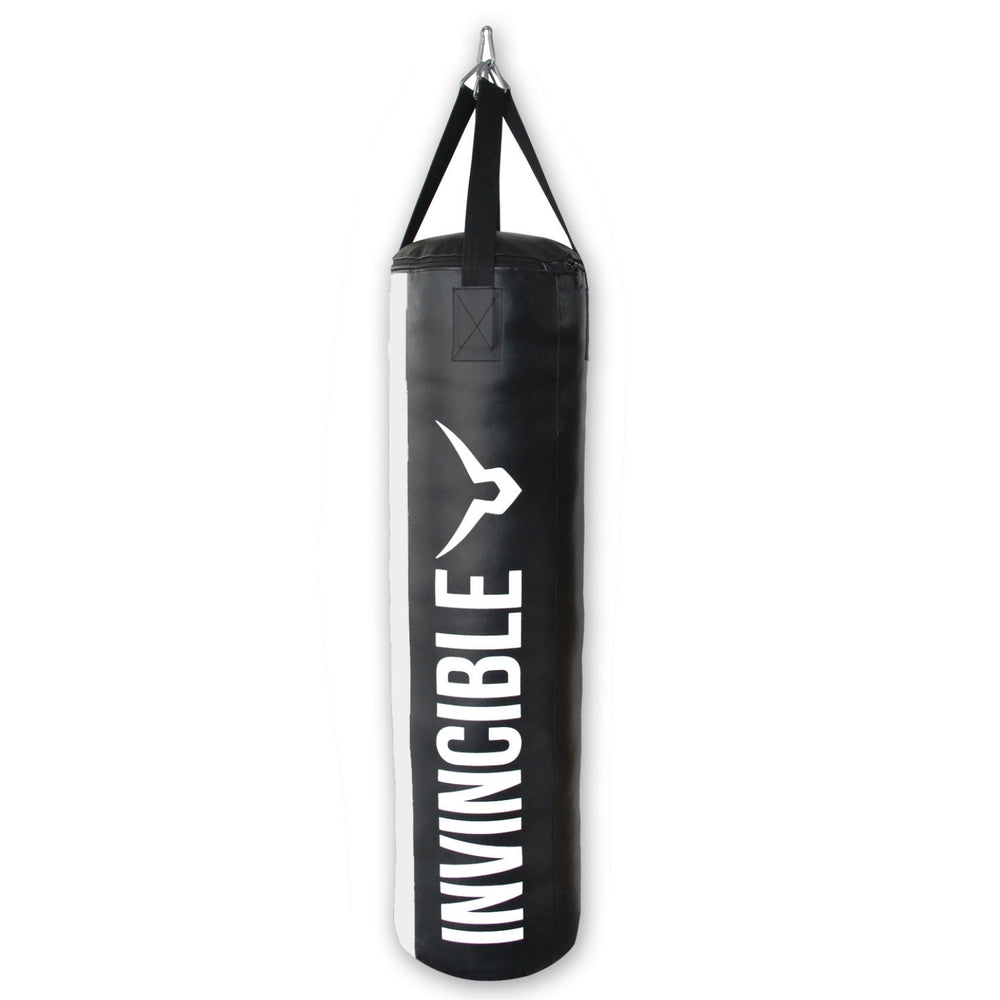 Invincible Power Punching Bag 4 Feet | Durable Boxing Training Bag | High Impact Fitness Punch Bag – Black/White - Best Price online Prokicksports.com