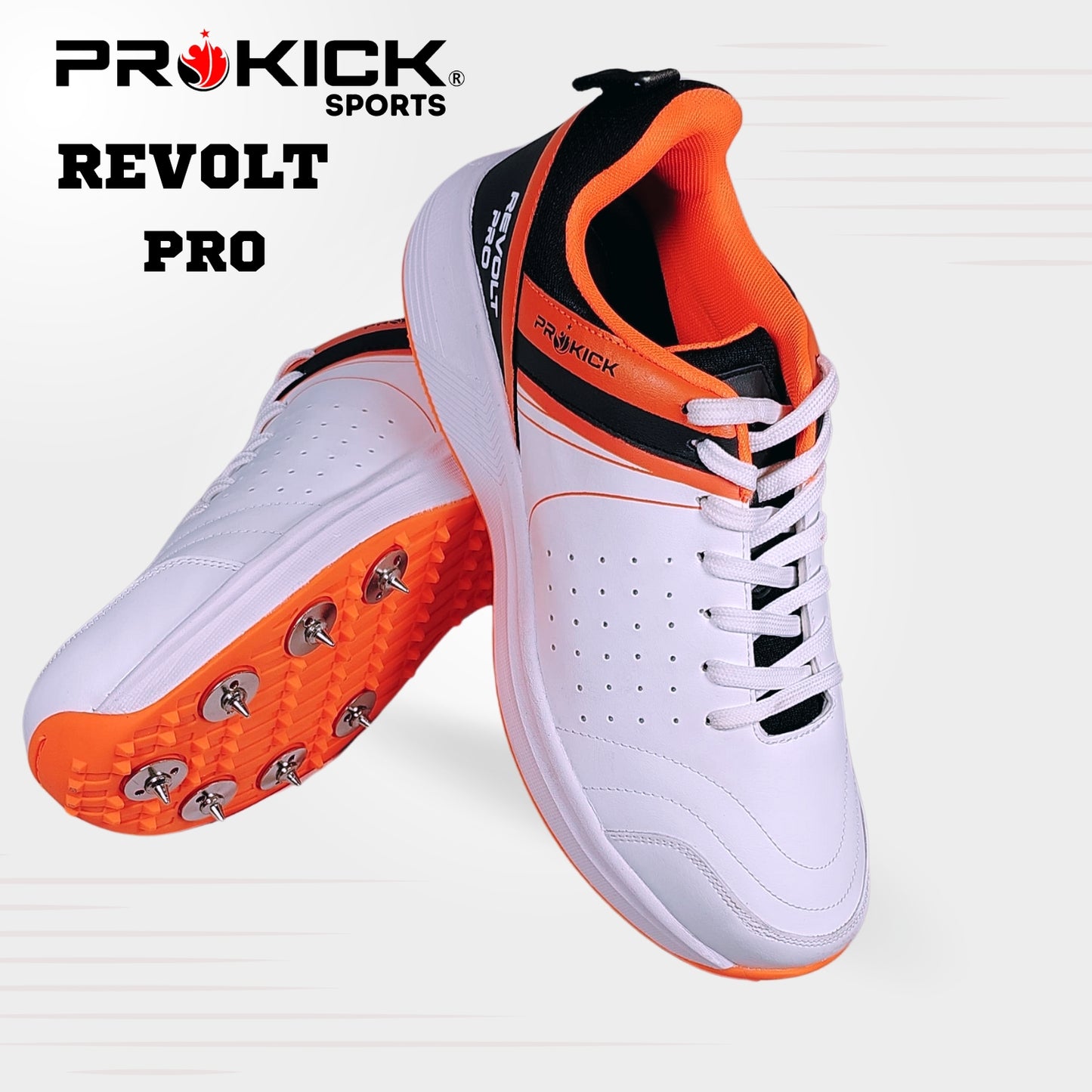 Prokick Revolt Pro Metal Spike Cricket Shoes – Lightweight Men’s Sports Footwear with Metal Spikes | Enhanced Grip | Breathable Design | All-Rounder Performance on Turf and Pitch - Best Price online Prokicksports.com