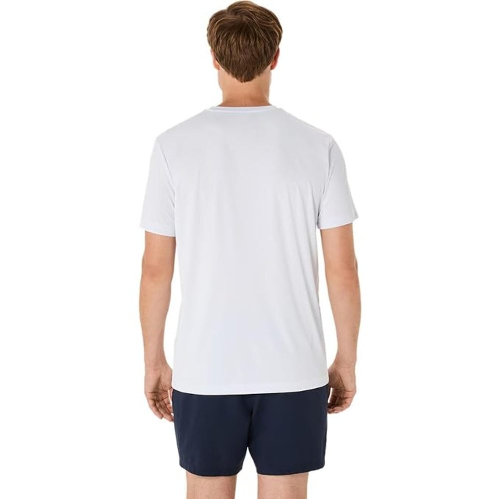 ASICS Men Court Graphic Tee Roundneck T-Shirt for Men – Brilliant White/Huddle Yellow | Breathable Sports Graphic Tee - Best Price online Prokicksports.com