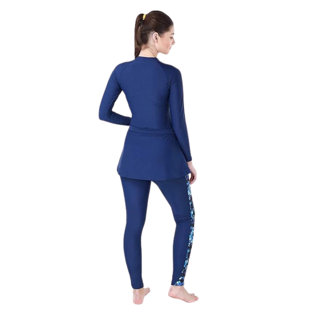 TYR Women’s Swimming Fullsuit Legsuit, Chlorine Resistant Fabric, Training Swimwear with Knee-Length Coverage – H.Navy/Blue/Black - Best Price online Prokicksports.com