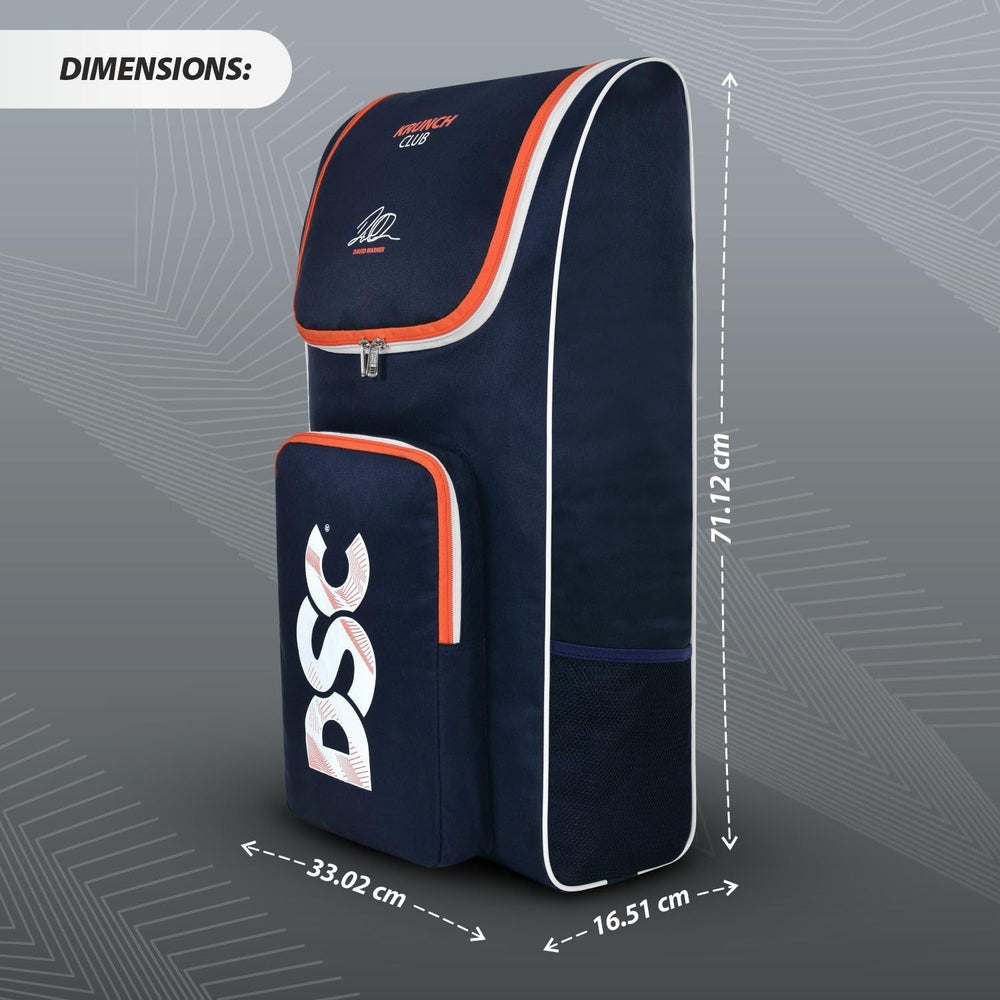 DSC Krunch Club Cricket Kitbag, Navy – Medium Duffle Kit Bag, Polyester & PU, Full Foam Padding, Front-Top Access, Multiple Pockets - Best Price online Prokicksports.com