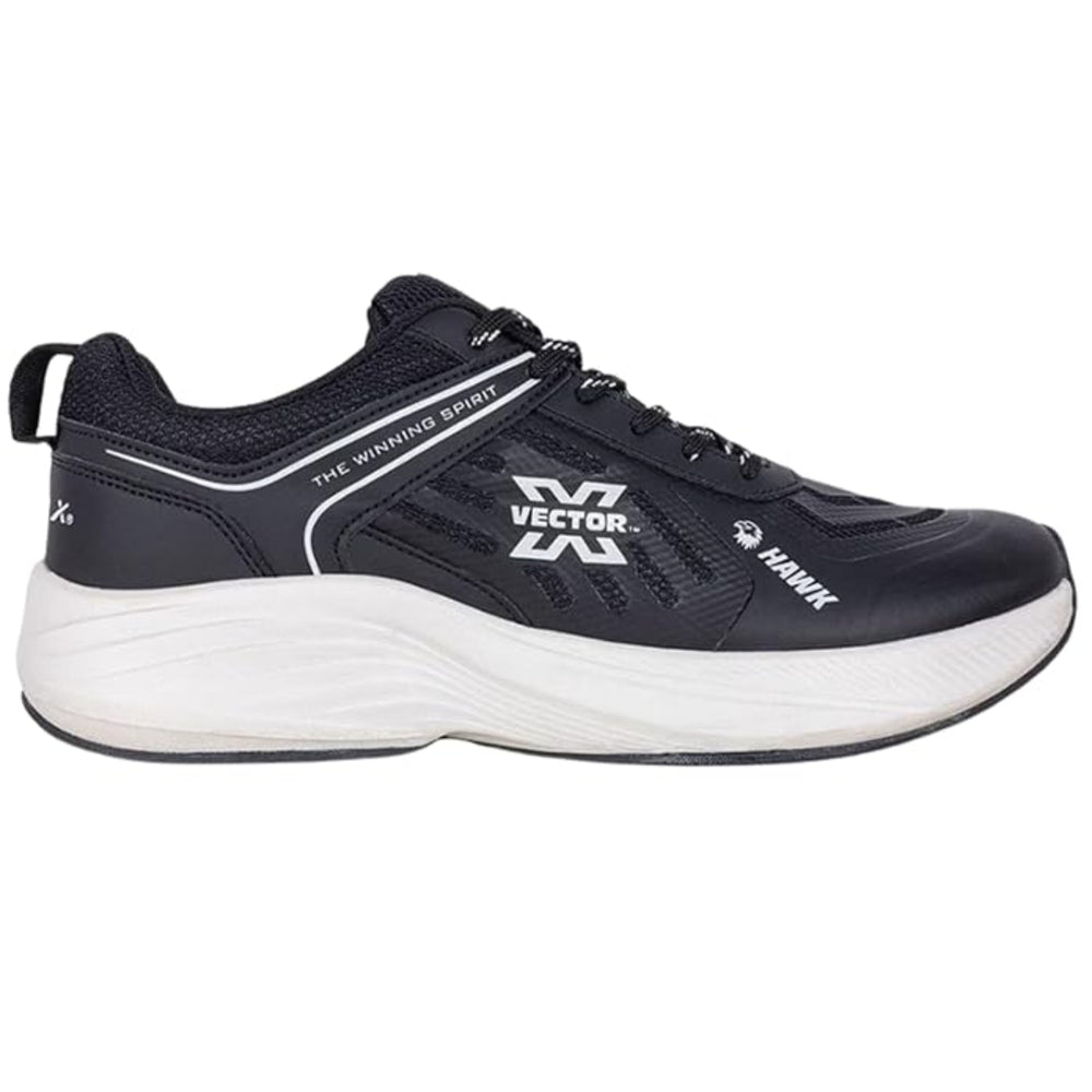 Vector X Hawk Jogging Shoe, Black/White | Lightweight Running Shoes with Cushioned Sole & Breathable Upper - Best Price online Prokicksports.com