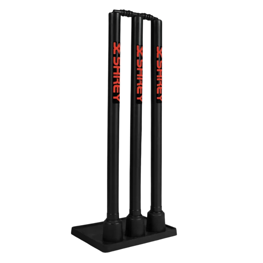 Shrey Rubber Base Cricket Stump Set (Pack of 3 Stumps, 1 Base & 2 Balls) | Portable Training Set with Stable Rubber Base - Best Price online Prokicksports.com