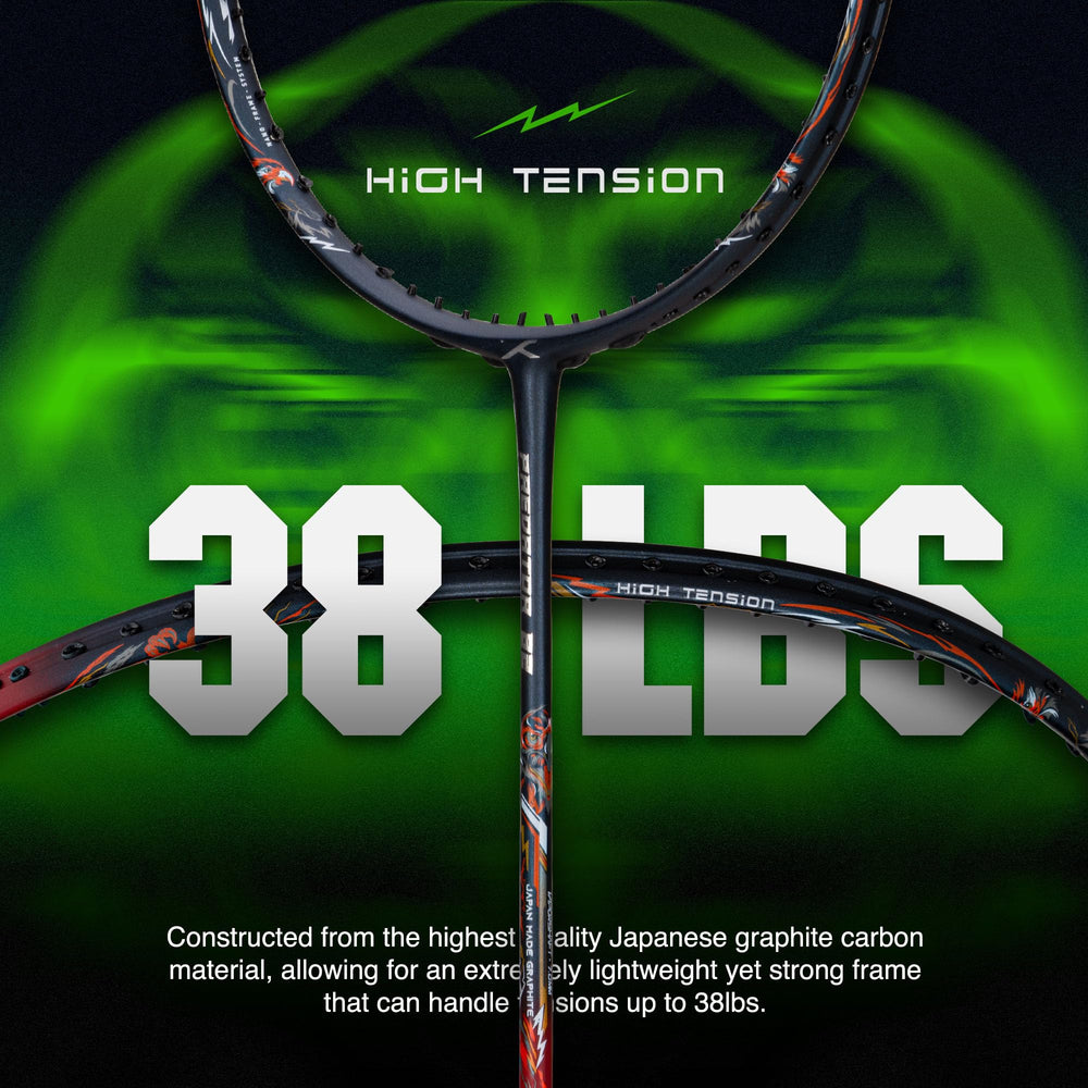 Hundred Predator Extra Strong Japan Made Graphite Unstrung Badminton Racket (38 lbs Max Tension) | Flexible Shaft Attacking Racquet with Full Cover - Best Price online Prokicksports.com