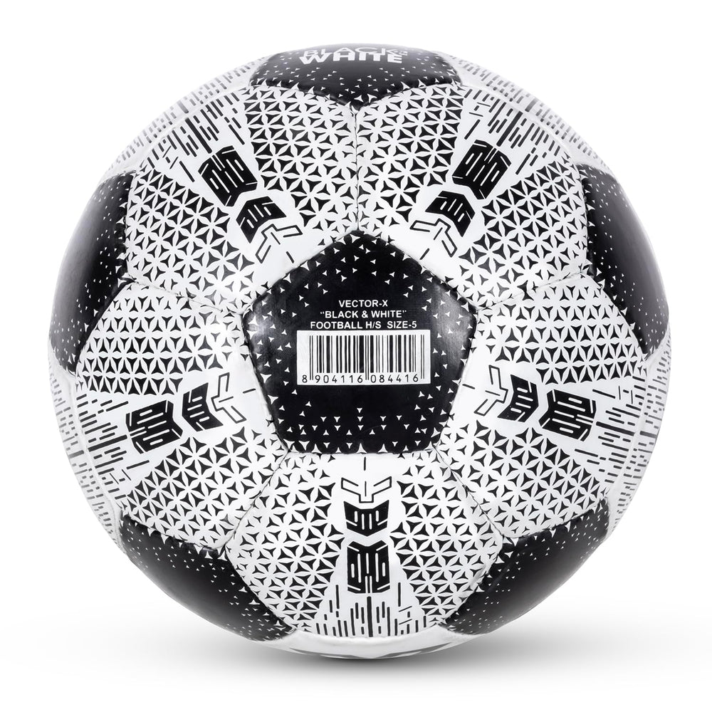Vector X 32 Panel Black & White Rubberized Hand Stitched Indoor/Outdoor Football with Latex Bladder, Black/White, Size 5, Suitable for Match and Training for Adults 15+ Years - Best Price online Prokicksports.com